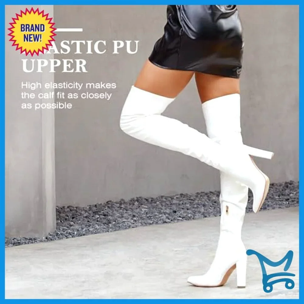 Patent Leather Thigh High Boots with 4 Inch Heel Over Knee Gogo Style